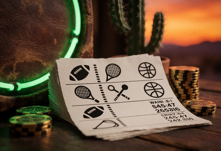 Gestapelte Wettscheine und Chips f&uuml;r Lizaro Sportwetten Cashback und Acca Boost